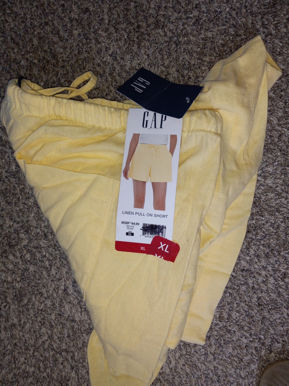 GAP Light Yellow Linen Pull-On Bermuda Shorts